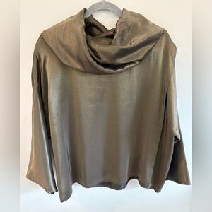 Zoran Silk Metallic Cowl Neck Top